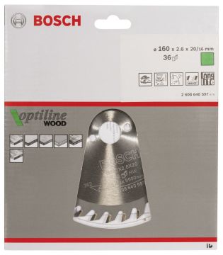 Bosch - Optiline Serisi Ahşap için Daire Testere Bıçağı 160*20/16 mm 36 Diş