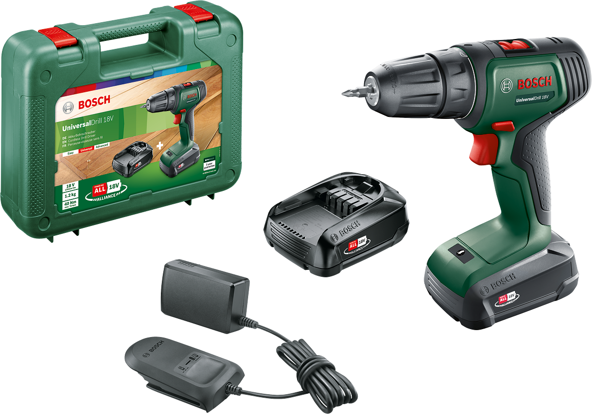 Bosch UniversalDrill 18 (2x 1,5Ah) Çift Akülü