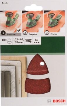 Bosch - Multi Zımpara Kağıdı 10'lu, 102 x 62/93 mm 60 Kum 11 Delik