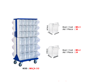MSÇS-3-2 Çift Yönlü Döner Çekmeceli Stand