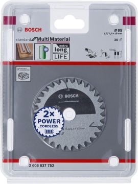 Bosch - Standard for Serisi Çoklu Malzeme için Akülü Daire Testere Bıçağı 85*15 mm 30 Diş