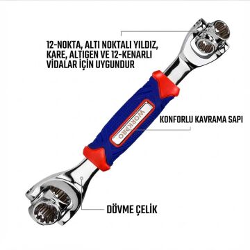 WORKPRO WP272018 8 IN 1 Mafsallı Çok Fonksiyonlu Profesyonel Lokma Anahtarı