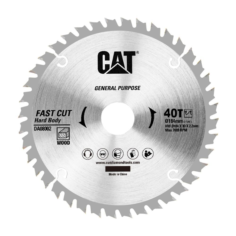 CAT DA08002 184x30mm Ahşap Kesme Elmas, Daire Testere Bıçağı 40 Diş