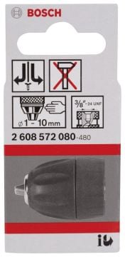 Bosch - 1-10 mm - 3/8''-24 Anahtarsız Mandren