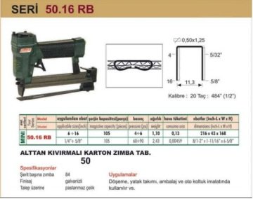 OMER 50.16 RB Alttan Kıvırmalı Karton Zımba Tabancası