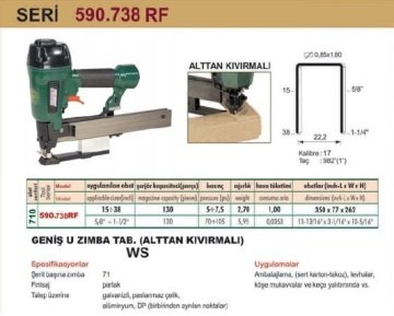 OMER 590.738 RF Geniş U Zımba Tabancası (Alttan Kıvırmalı)