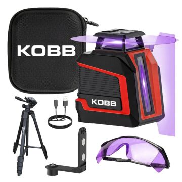 KOBB KBL30P 3.7V Li-ion Yatay 360° ve Dikey Otomatik Hizalamalı Mor Işık Profesyonel Lazer+Tripod