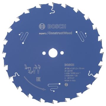 Bosch - Expert Serisi İnşaat Ahşabı için Daire Testere Bıçağı 184*16 mm 24 Diş
