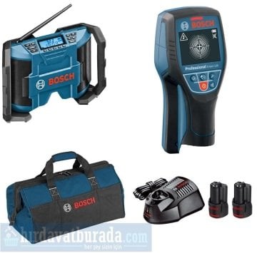 BOSCH GPB 12V-10 Akülü Şantiye Radyosu + D-TECT Akülü Duvar Tarama Cihazı