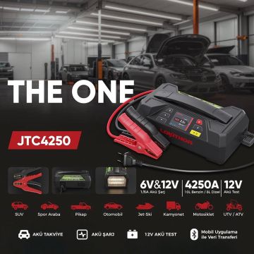Lokithor JTC4250 12V/220V 4250Amp LiFePO4 Akıllı Akü Test + Akü Takviye + Akü Şarj Cihazı