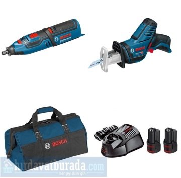 BOSCH GRO 12V-35 Akülü Çok Yönlü Kesici + GSA 12V-14 Akülü Panter Testeresi
