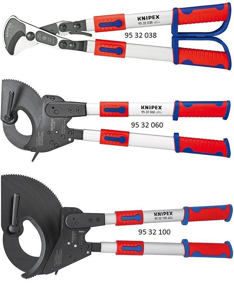 Knipex 95 Teleskopik Kollu Cırcırlı Kablo Makası