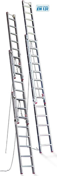 İpli Makaralı Alüminyum Kilit Sistemli Sürgülü Merdiven (3 Parça)