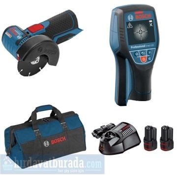 BOSCH GWS 12V-76 Akülü Taşlama Makinası + D-TECT 120 Akülü Duvar Tarama Cihazı