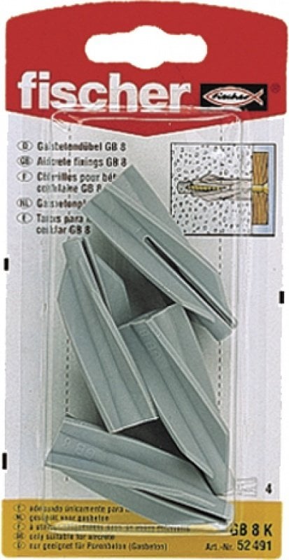 FİSCHER Gaz Beton Dübeli GB 8 K(4 Adet)