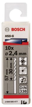 Bosch - HSS-G Metal Matkap Ucu 2,4*57 mm 10'lu Paket