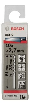 Bosch - HSS-G Metal Matkap Ucu 2,7*61 mm 10'lu Paket