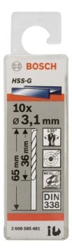 Bosch - HSS-G Metal Matkap Ucu 3,1*65 mm 10'lu Paket