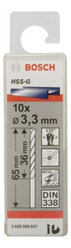 Bosch - HSS-G Metal Matkap Ucu 3,3*65 mm 10'lu Paket