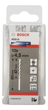 Bosch - HSS-G Metal Matkap Ucu 4,5*80 mm 10'lu Paket