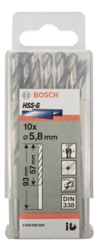 Bosch - HSS-G Metal Matkap Ucu 5,8*93 mm 10'lu Paket