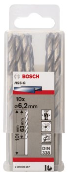Bosch - HSS-G Metal Matkap Ucu 6,2*101 mm 10'lu Paket