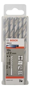 Bosch - HSS-G Metal Matkap Ucu 7,2*109 mm 10'lu Paket