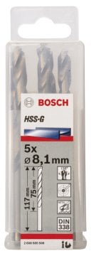 Bosch - HSS-G Metal Matkap Ucu 8,1*117 mm 5'li Paket