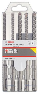Bosch - SDS plus-5X Serisi Kırıcı Delici Matkap Ucu 5 Parça Set (6,6,8,8,10 x 160 mm)