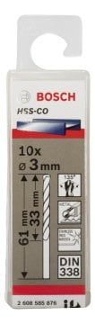 Bosch - HSS-Co Metal Matkap Ucu 3*61 mm 10'lu Paket