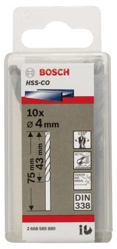 Bosch - HSS-Co Metal Matkap Ucu 4*75 mm 10'lu Paket