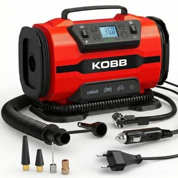 KOBB KB301 12Volt 220Volt 150 PSI Ayarlanabilir Dijital Basınç Göstergeli Lastik ve Yatak Şişirme Pompası