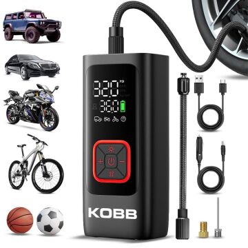KOBB KB426 12V / Şarjlı Li-ion 150 PSI Dijital Göstergeli Akıllı Lastik Şişirme Pompası+ Powerbank + SOS + Led Lamba