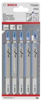 Bosch - Ekonomik Seri Metal İçin T 318 A Dekupaj Testeresi Bıçağı - 5'Li Paket