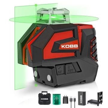 KOBB KBL32G Profesyonel Li-ion Yatay 360° ve Dikey Otomatik Hizalamalı Yeşil Nokta Şakül ve Yeşil Çapraz Çizgi Lazer