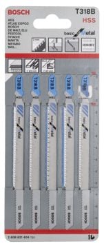 Bosch - Ekonomik Seri Metal İçin T 318 B Dekupaj Testeresi Bıçağı - 5'Li Paket