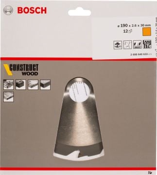 Bosch - Optiline Serisi İnşaat Ahşabı için Daire Testere Bıçağı 190*30 mm 12 Diş
