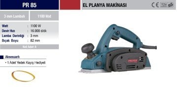 Proter PR-85 El Planya Makinası