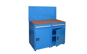 2 Adet Merkezi Kilitli Çekmeceli 2 Adet Raflı ve Kilitli Dolaplı Askı Panolu Çalışma Masası