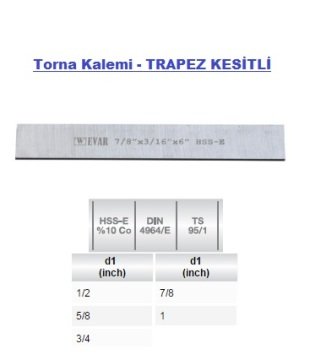 EVAR 4964/E 3/4x3/16x6 Torna Kalemi - TRAPEZ KESİTLİ HSS