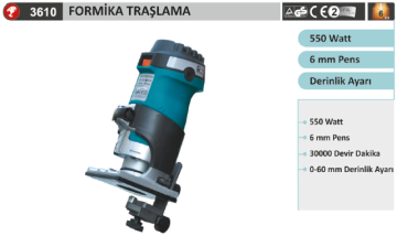 CatPower 3610 Formika Traşlama, 550w. 6mm Pens
